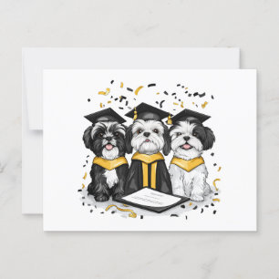 Abschluss Shih Tzu Hunde Postkarte