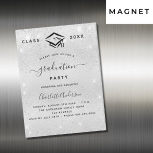 Abschluss Silber Glitzer Moderner Luxus Magneteinladung