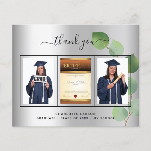 Abschluss Silber-Graduiertenstudium Foto Dankeschö (Vorderseite)