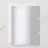 Abschluss silber violett lila Glitzern Einladung (Rückseite)