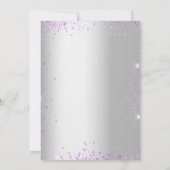 Abschluss silber violett lila Glitzern Luxus Einladung (Rückseite)