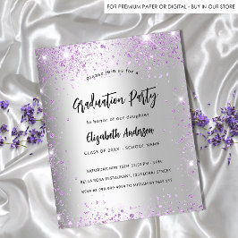 Abschluss silber violett lila Haushaltseinladung Flyer