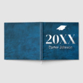 Abschluss-Silberfolie auf blauem Leder Gästebuch (Voll)