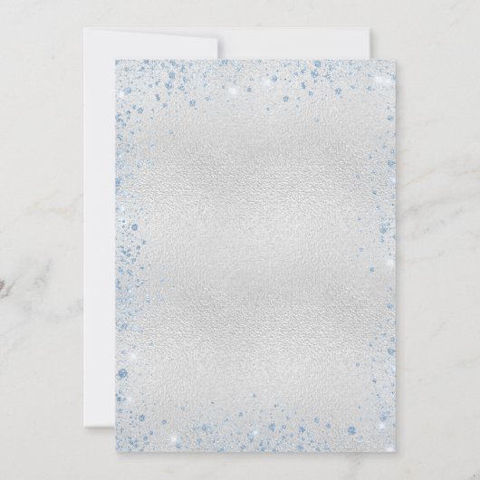 Abschluss Silberhellblau Glitzer Luxus Einladung (Rückseite)