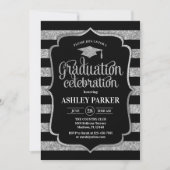 Abschluss - Silberschwarze Streifen Einladung (Vorderseite)