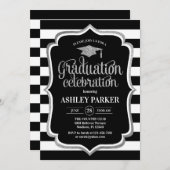 Abschluss - Silberstreifen der Schwarz-weißen Stre Einladung (Vorne/Hinten)