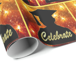 Abschluss-Silhouette feiert auf Feuerwerken Geschenkpapier