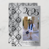 Abschluss Silver Art Deco Schwarz Ankündigung (Vorne/Hinten)