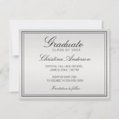 Abschluss Silver Black Cap Diploma Save the Date Ankündigung (Rückseite)