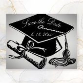 Abschluss Silver Black Cap Diploma Save the Date Ankündigung