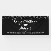 Abschluss Silver Confetti Pinselschrift Schwarz Banner (Horizontal)