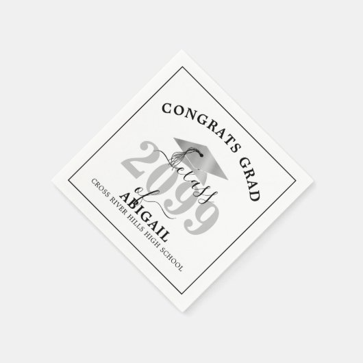 Abschluss Silver Foil Cap Personalisiert Napkins Serviette (Ecke)