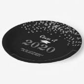 Abschluss Silver Glitzer CLASS OF 2020 Confetti Pappteller (Schrägansicht)
