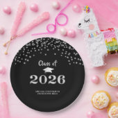 Abschluss Silver Glitzer CLASS OF 2020 Confetti Pappteller (Party)