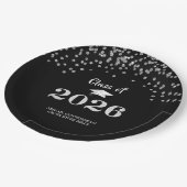 Abschluss Silver Glitzer CLASS OF 2020 Confetti Pappteller (Schrägansicht)