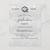 Abschluss Silver Glitzer Moderne Einladungspostkarte (Vorderseite)
