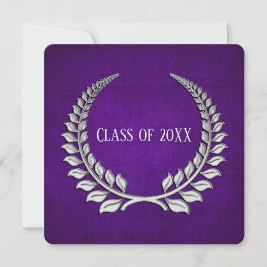 Abschluss Silver Laurel auf Lila Einladung (Vorderseite)