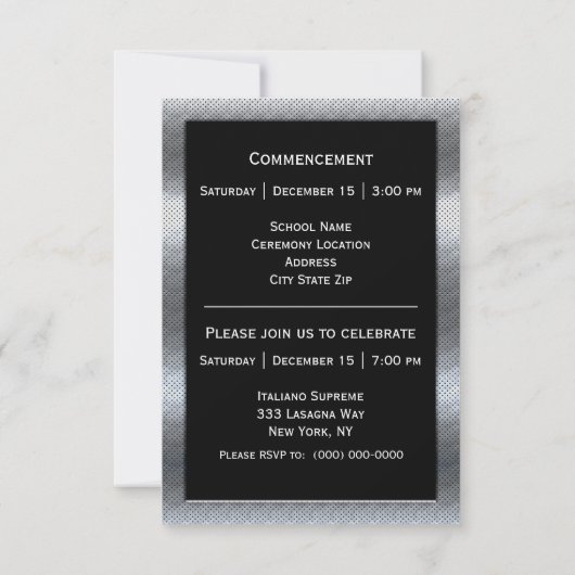 Abschluss Silver Metal Frame Black Abschluss Ankündigung (Rückseite)