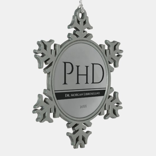 Abschluss Silver Name Year PhD Schneeflocken Zinn-Ornament (Links)