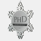 Abschluss Silver Name Year PhD Schneeflocken Zinn-Ornament (Rechts)