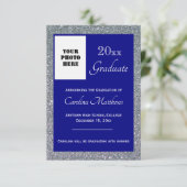 Abschluss Silver Sparkle Navy Blue Ankündigung (Stehend Vorderseite)