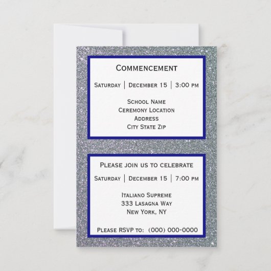 Abschluss Silver Sparkle Navy Blue Ankündigung (Rückseite)