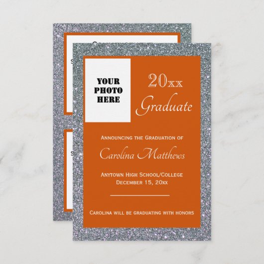 Abschluss Silver Sparkle Orange Ankündigung (Vorne/Hinten)