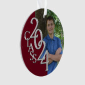 Abschluss Silver und Burgund 2024 Foto Ornament (Vorderseite)