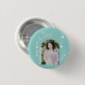 Abschluss Simple Foliage Foto Aqua Button (Vorne & Hinten)