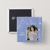 Abschluss Simple Foliage Foto Lavendel Button (Vorne & Hinten)
