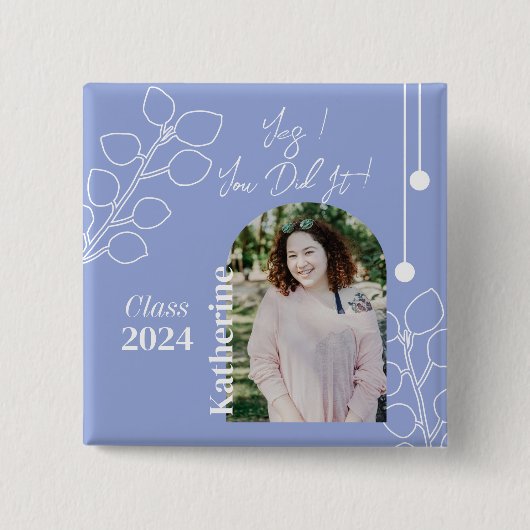 Abschluss Simple Foliage Foto Lavendel Button (Vorderseite)