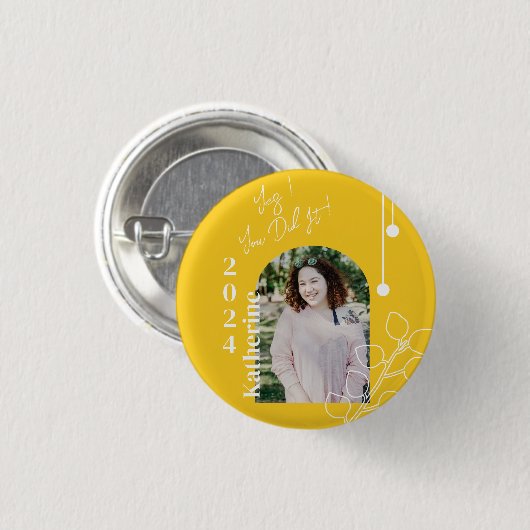 Abschluss Simple Foliage Foto Mustard Button (Vorne & Hinten)