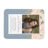 Abschluss Simple Foto Floral Rose Dusty Blue Magnet (Horizontal)