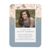 Abschluss Simple Foto Floral Rose Dusty Blue Magnet (Vertikal)