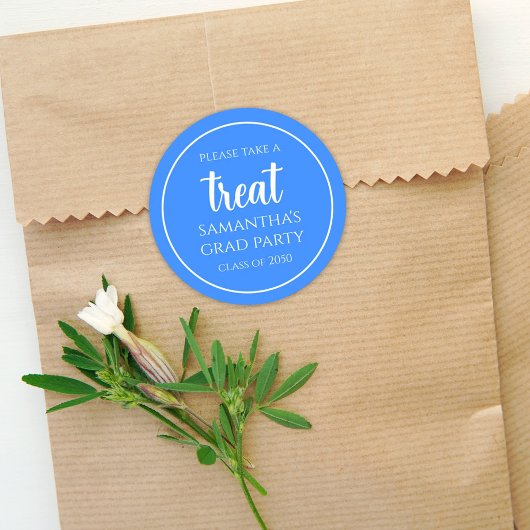 Abschluss Simple Minimalistisch Azure Blue Leckere Runder Aufkleber