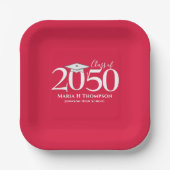 Abschluss Simple Modern Minimalistisch Crimson Red Pappteller (Vorderseite)