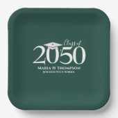 Abschluss Simple Modern Minimalistisch Dark Green Pappteller (Vorderseite)