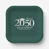 Abschluss Simple Modern Minimalistisch Dark Green Pappteller (Vorderseite)