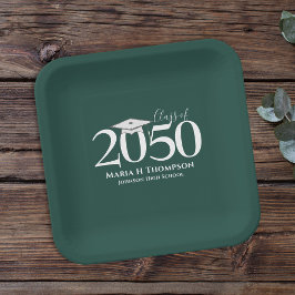 Abschluss Simple Modern Minimalistisch Dark Green Pappteller