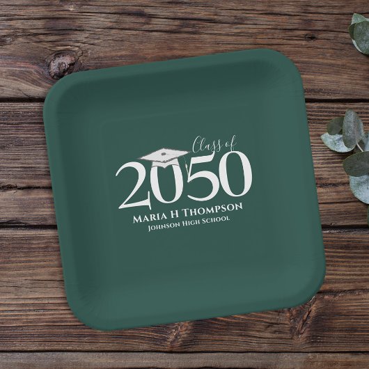 Abschluss Simple Modern Minimalistisch Dark Green Pappteller