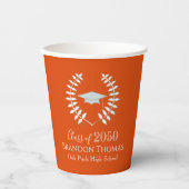 Abschluss Simple Modern Mortarboard Orange Pappbecher (Vorderseite)