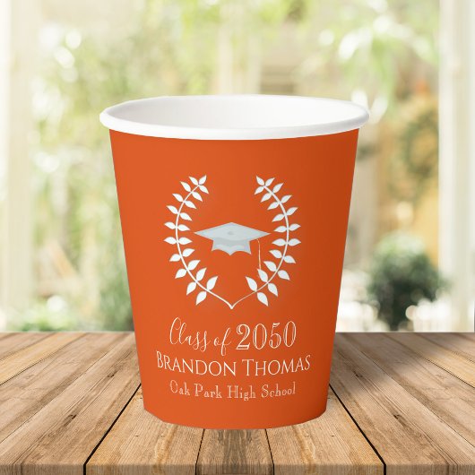 Abschluss Simple Modern Mortarboard Orange Pappbecher