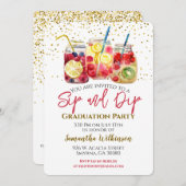 Abschluss Sip and Dip Frucht Cocktail Pool Party Einladung (Vorne/Hinten)