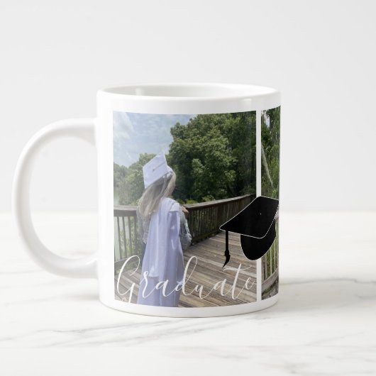 Abschluss-Skript-Foto-Cap-Collage Jumbo-Tasse (Links)