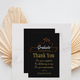 Abschluss-Skripthandschrift Schwarz & Gold Scroll Dankeskarte
