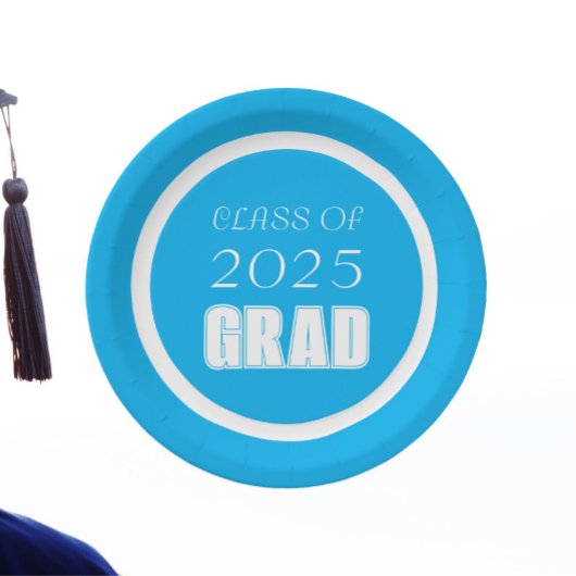 Abschluss "Sky Blue and White School Colors" Pappteller