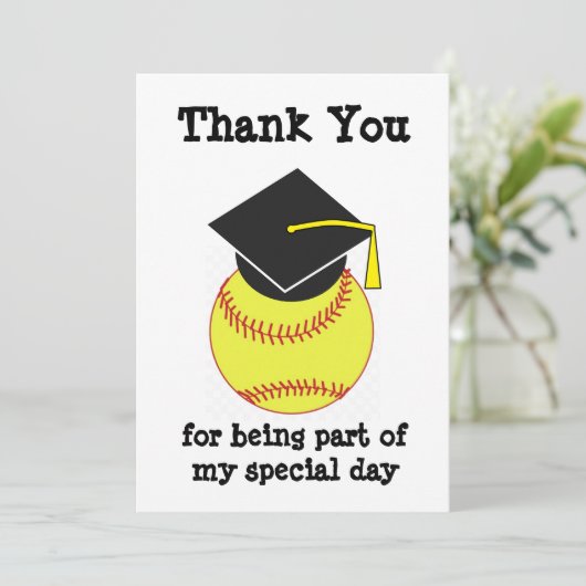 Abschluss Softball Dankeskarte (Stehend Vorderseite)