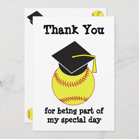 Abschluss Softball Dankeskarte (Vorne/Hinten)