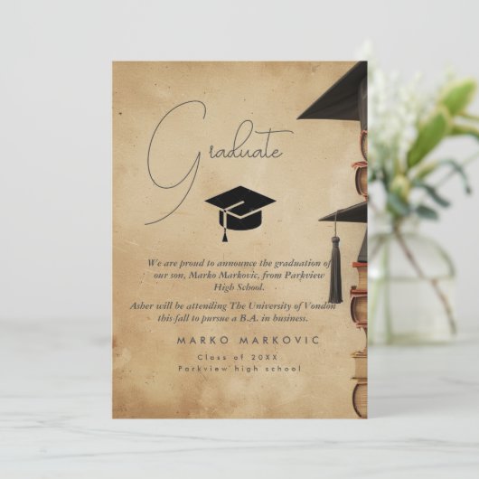 Abschluss Son I Rustikale Ankündigung (Stehend Vorderseite)