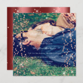 Abschluss Spark Foto Confetti Rose Maroo Einladung (Vorne/Hinten)